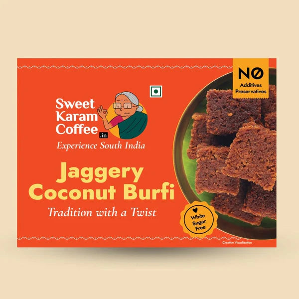 Jaggery Coconut Burfi - தேங்காய் பர்பி - Sweet Karam Coffee