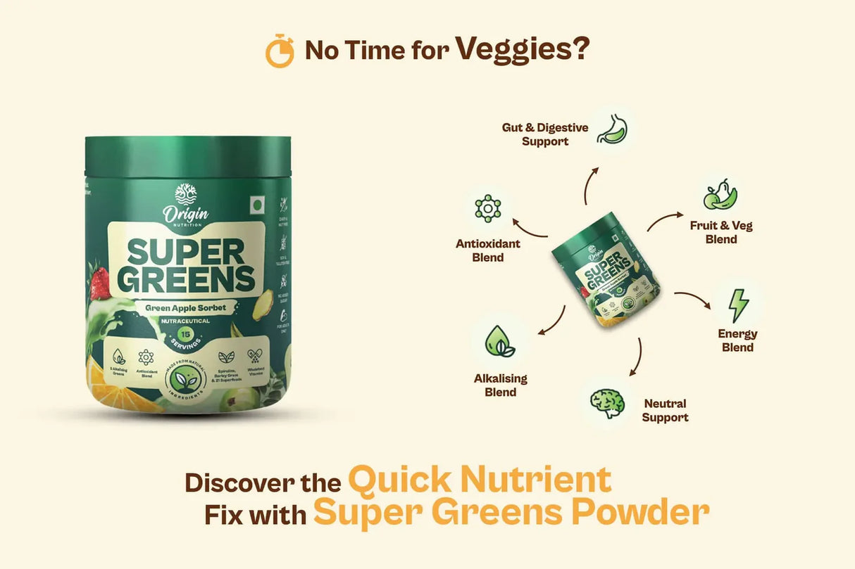 Super Greens Powder - Green Apple Sorbet flavored - Origin