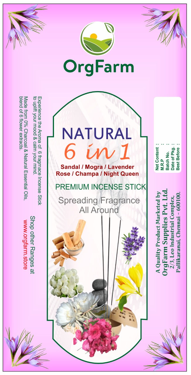 6 IN 1 Premium Incense Sticks - 30Sticks