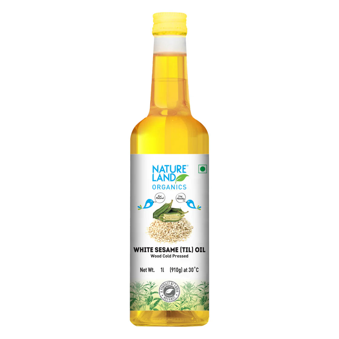 Organic Wood Cold-Pressed White Sesame Oil-NatureLand-1Ltr